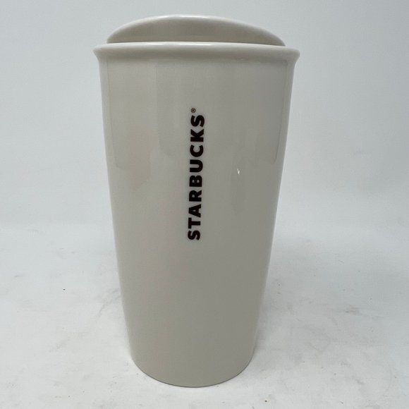 (SOLD)Starbucks Coffee White Porcelain and Gold Graphic Mug w/ Lid and Box - Picture 3 of 12